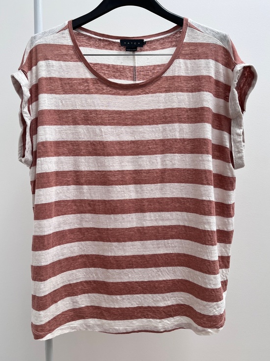 Hatch Tops - HATCH the linen circle tee 2 striped cuffed sleeves maternity postpartum summer